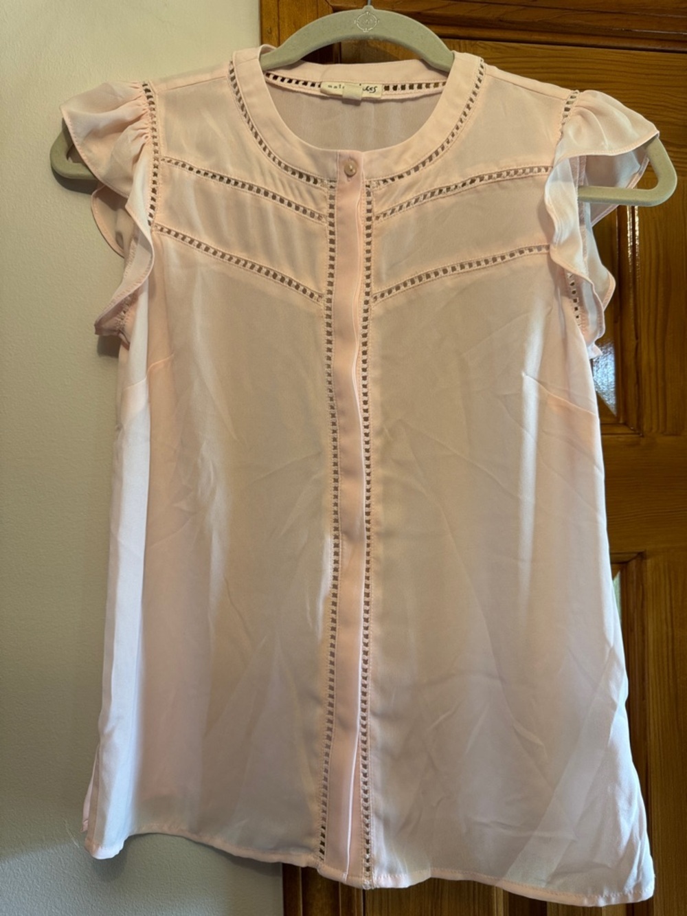 maison Jules Light Pink Ruffle Sleeve Women's Top XS - Picture 1 of 5
